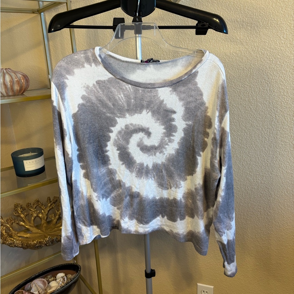 Freshman 1996 Gray Spiral Tie Dye Long Sleeve Top Size S